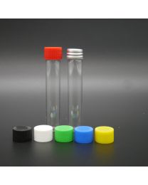4 ml whiteglassvials with colored plastic screwcaps. red