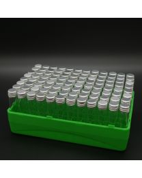 96 whiteglassvials 4 ml in a polypropylen box with aluminium screw caps